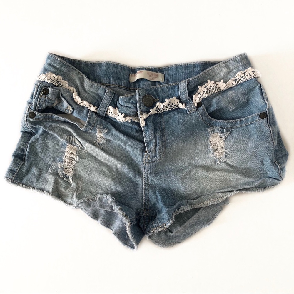 Lace-detailed Jean Shorts